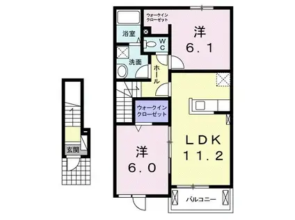 リベラII(2LDK/2階)の間取り写真