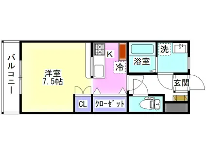 ラフィネ五福(ワンルーム/3階)の間取り写真