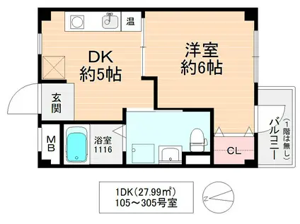 第8美和マンション(1DK/2階)の間取り写真