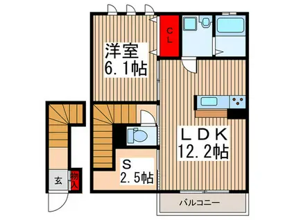アムールウエスト(1SLDK/2階)の間取り写真