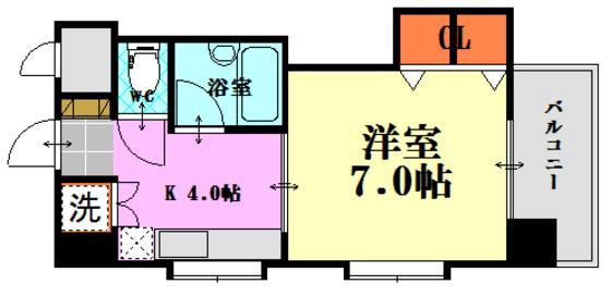 ベルレージュ二葉の里(1K/4階)の間取り写真