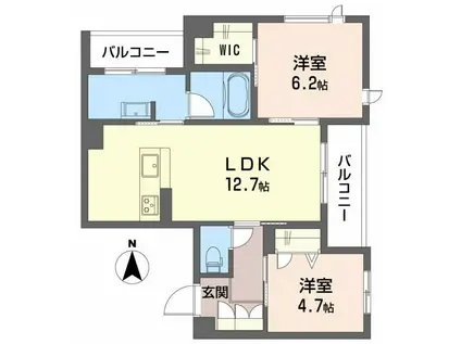 シャーメゾン大昌(2LDK/2階)の間取り写真