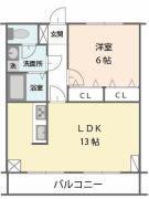 PRESTIGE(1LDK/1階)の間取り写真