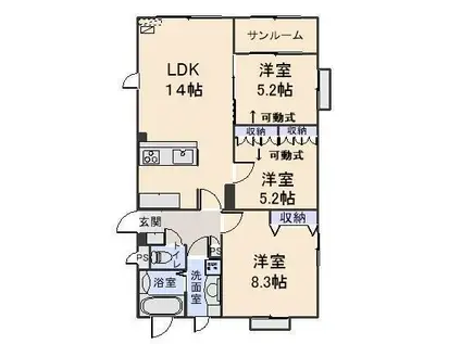 ハートランド A(3LDK/3階)の間取り写真