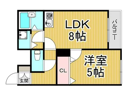 ベル甲子園口3(1LDK/2階)の間取り写真