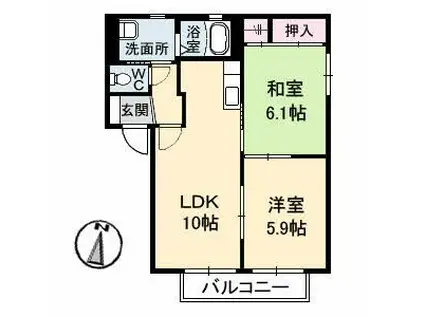 グランドハイツ富士A棟(2LDK/1階)の間取り写真