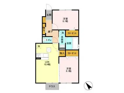 タウンコート(2LDK/1階)の間取り写真