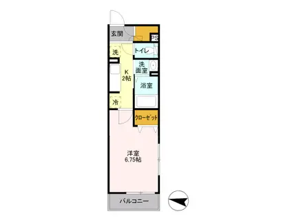 グラントゥーレ(1K/1階)の間取り写真