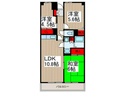 グランパレス榎本(3LDK/4階)の間取り写真
