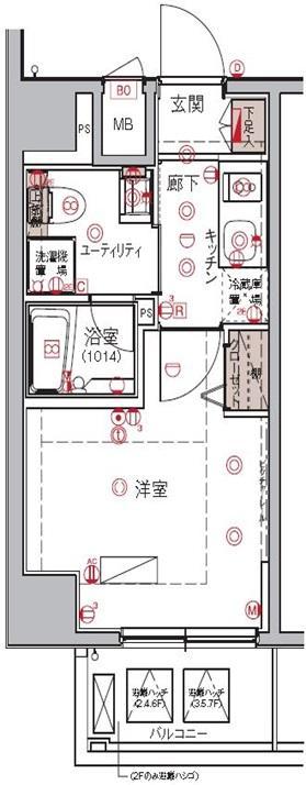 ハーモニーレジデンス大森ウエスト(1K/5階)の間取り写真