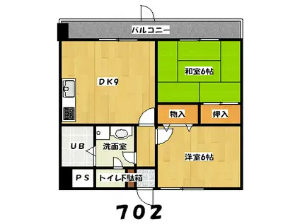サンライズOHJI(2DK/7階)の間取り写真