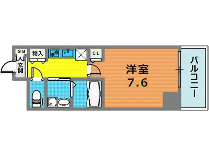 プレジール灘(1K/3階)の間取り写真