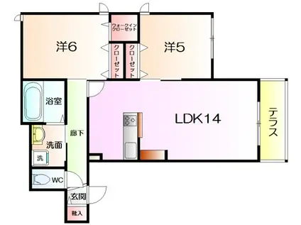 イースト-MIKUNIGAOKA(2LDK/1階)の間取り写真