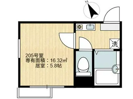 イルビラージュ四つ木(1K/2階)の間取り写真