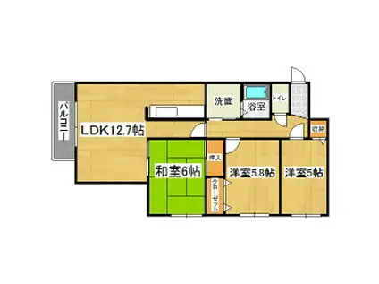 サンヴェール中島(3LDK/3階)の間取り写真