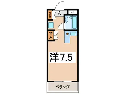 エレガンシア ヤマナシ(ワンルーム/2階)の間取り写真