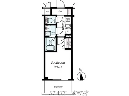エスリード谷町6丁目レジデンス(1K/2階)の間取り写真