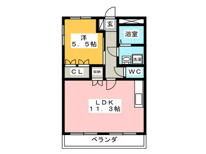 アトラス(1LDK/1階)の間取り写真