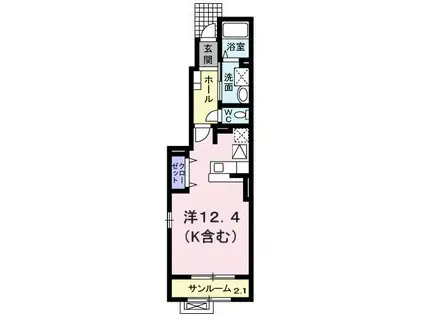 アベンチィーノ I(ワンルーム/1階)の間取り写真