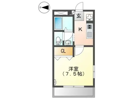 コーポ・スカイシティー(1K/1階)の間取り写真