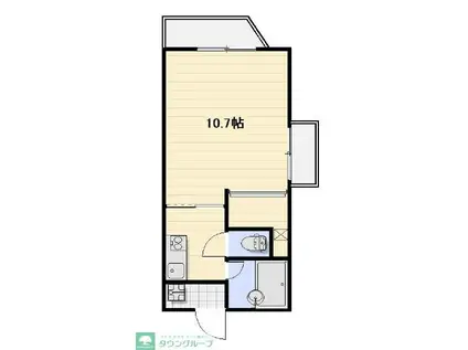 ヒルトップ北原II(1K/3階)の間取り写真