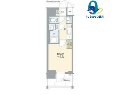 エスリード志賀本通ザ・フロント(1K/8階)の間取り写真