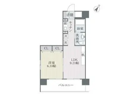 フェルト627(1LDK/7階)の間取り写真