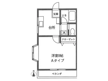 マイルーム玉川II(1K/2階)の間取り写真