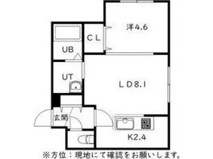 フェーラシュヴァル千歳II(1LDK/2階)の間取り写真
