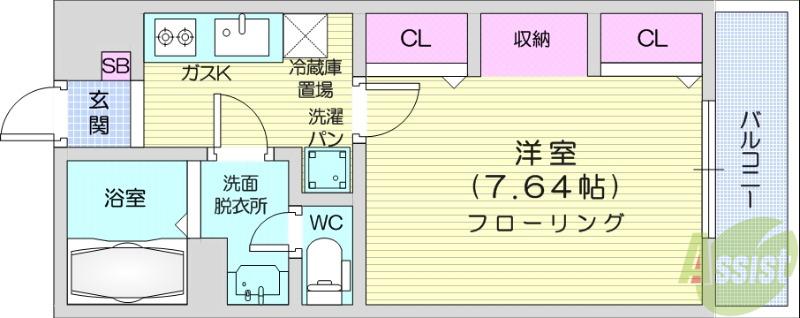 ルピナ原ノ町(1K/3階)の間取り写真