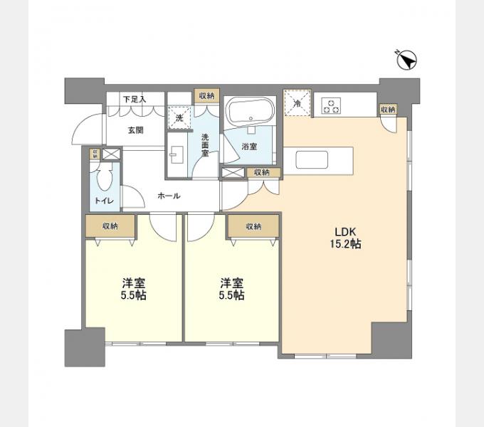 LASANTE五反田(2LDK/13階)の間取り写真