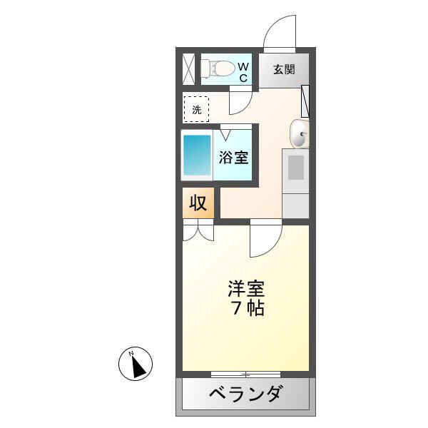 シューフルールV(1K/2階)の間取り写真