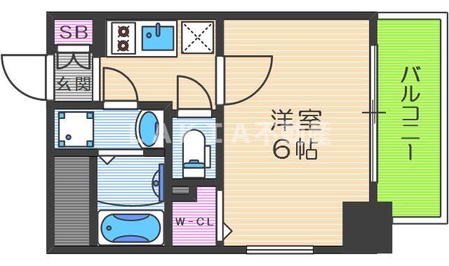 エスリード大阪ドームCERCA(1K/10階)の間取り写真