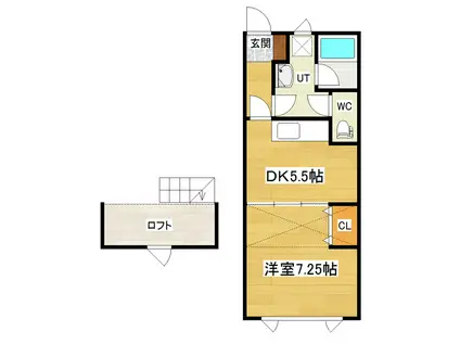 メゾン・ドゥ・クマザキIII(1DK/2階)の間取り写真