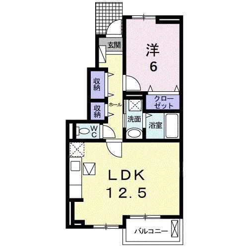 ラ エスペランサ(1LDK/1階)の間取り写真