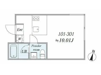 TRIAS311(1DK/3階)の間取り写真
