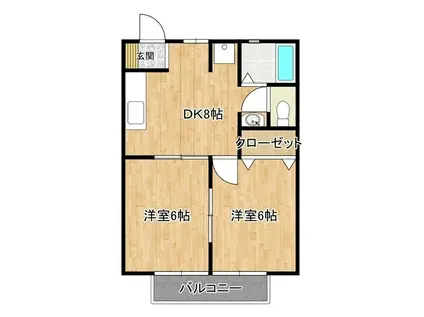 コーポエスペランサ(2DK/2階)の間取り写真