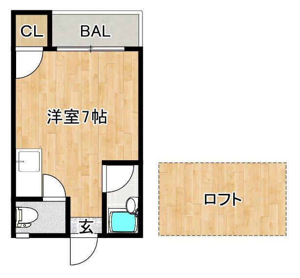 シャーミー諏訪野(ワンルーム/2階)の間取り写真