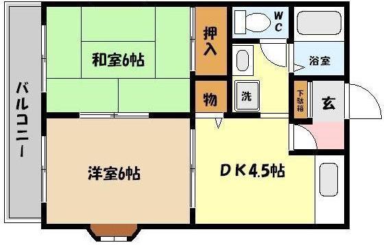 サンビレッジ御影(2DK/1階)の間取り写真