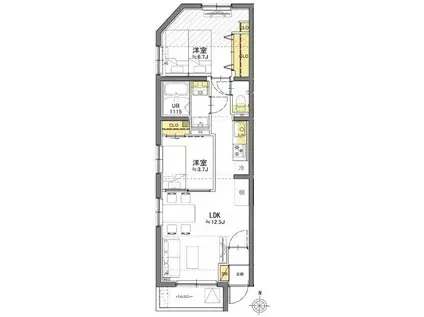 TASUKI RICHESSE SHIN-NAKANO(2LDK/1階)の間取り写真
