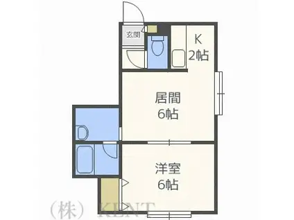 ツインメイプルB(1LDK/2階)の間取り写真