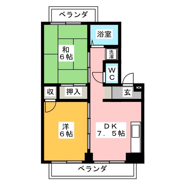 レジデンス・ミズノ(2DK/2階)の間取り写真