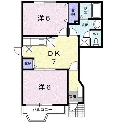 メルベーユ(2DK/1階)の間取り写真
