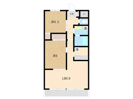 グランディール(2LDK/3階)の間取り写真