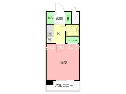 フジビューハイツ山下(1K/2階)の間取り写真