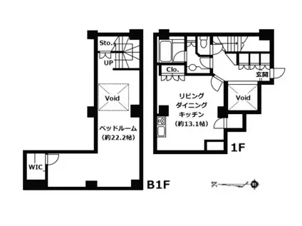 FLEG西麻布VIERGE(1LDK/1階)の間取り写真