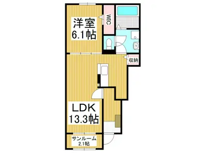 ミニヨン(1LDK/1階)の間取り写真