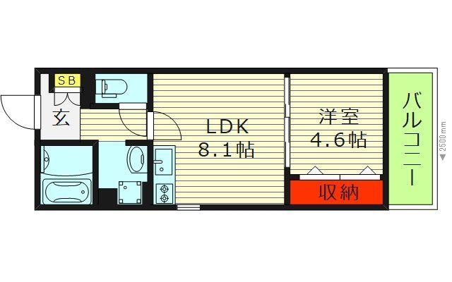 SOAR MORINOMIYA(1LDK/1階)の間取り写真