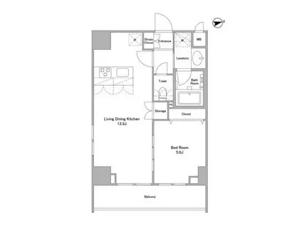 アスール北上野(1LDK/5階)の間取り写真