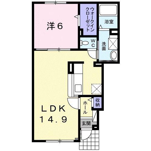 グラストレーズ深堀通(1LDK/1階)の間取り写真